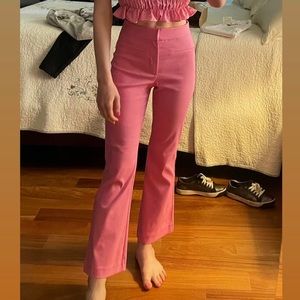 Zara cropped flare pants in pink — worn twice